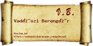 Vadászi Berengár névjegykártya